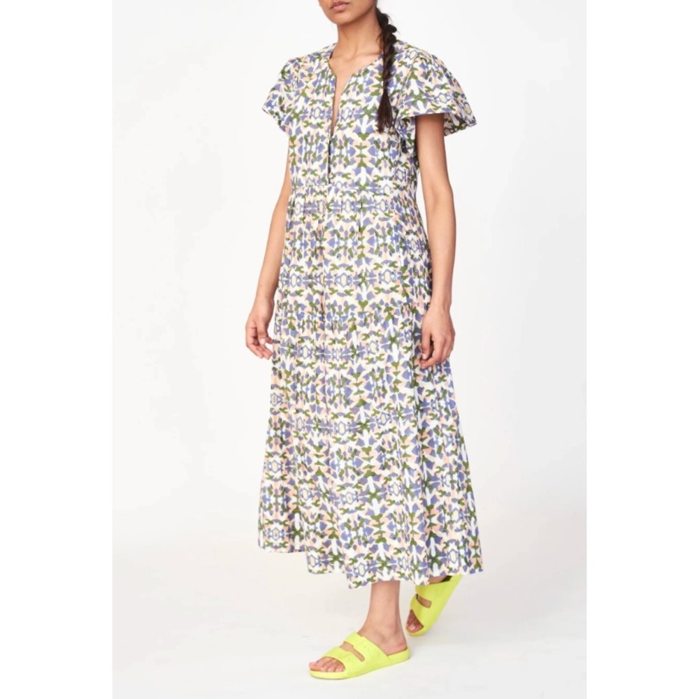 Mirth Beacon Hills Maxi Dress Women's Medium Taffy Geometric Print Cotton